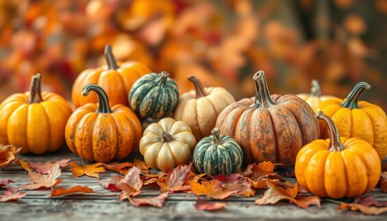 Dekokürbisse und Herbsttöne