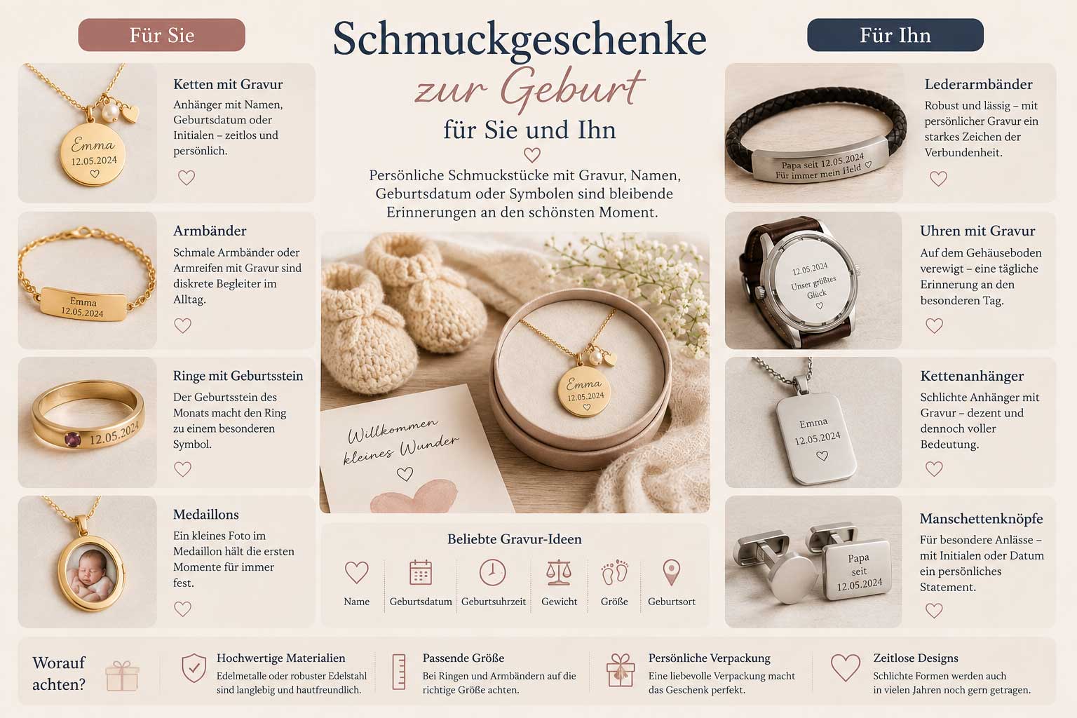 Geschenkideen für Geburtsschmuck  