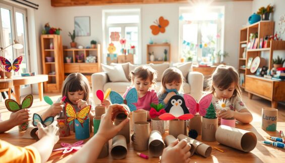 Kinder Bastelprojekte Klopapierrollen