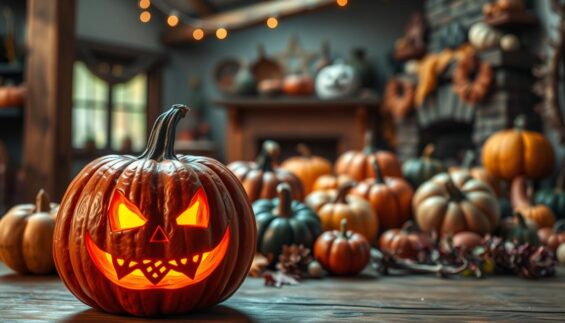 Kreatives Halloween Kürbis schnitzen