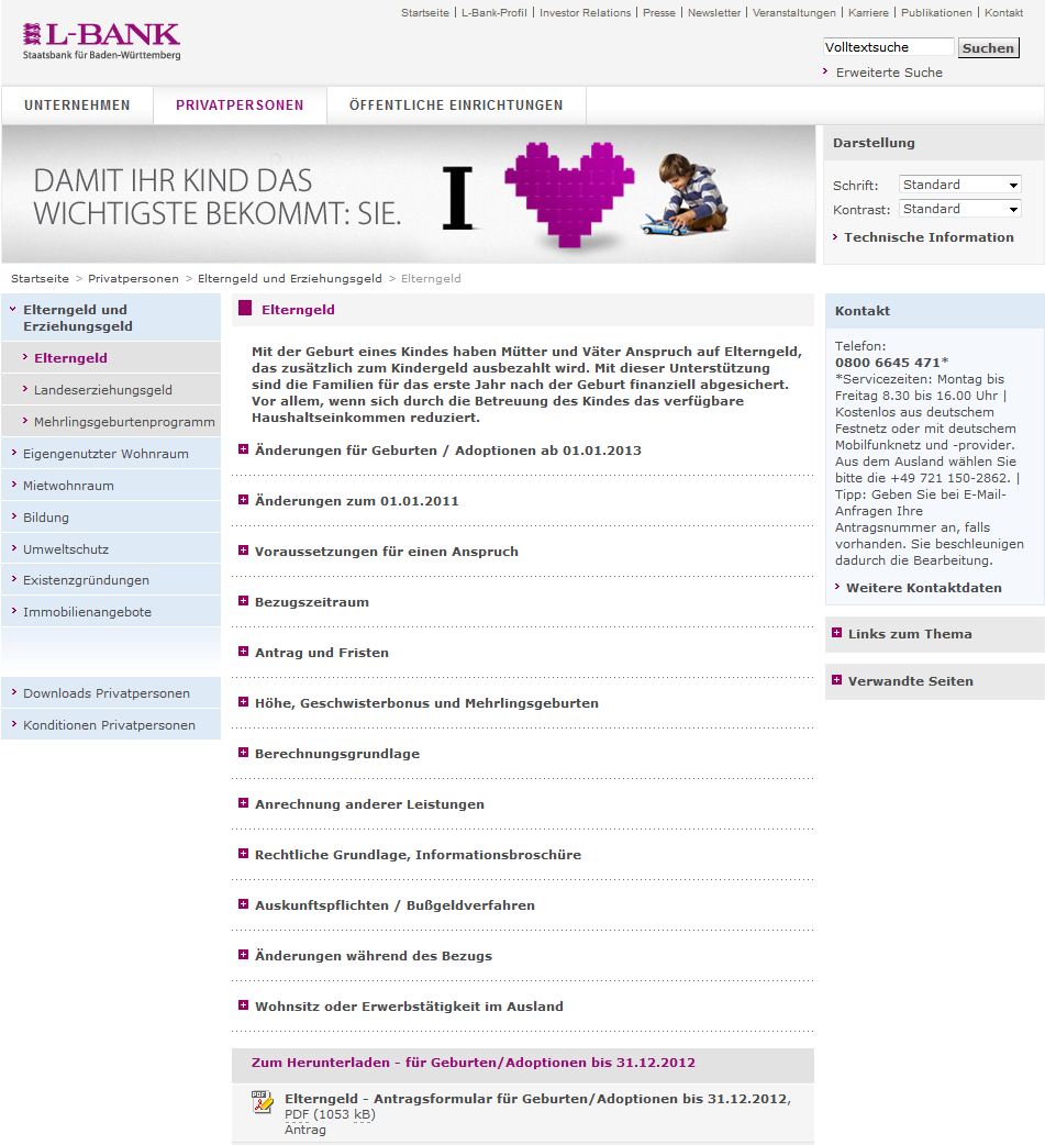 Elterngeld, Landeserziehungsgeld & Mehrlingsgeburtenprogramm in BaWü