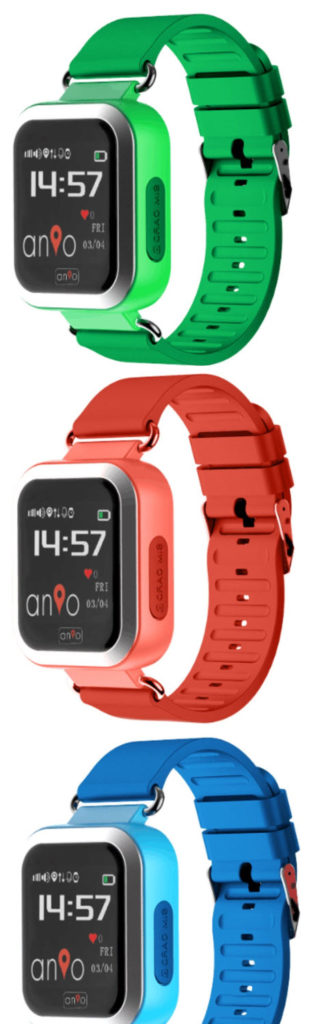 Die ANIO 3 TOUCH Kindersmartwatch gibt es rot, blau und grün